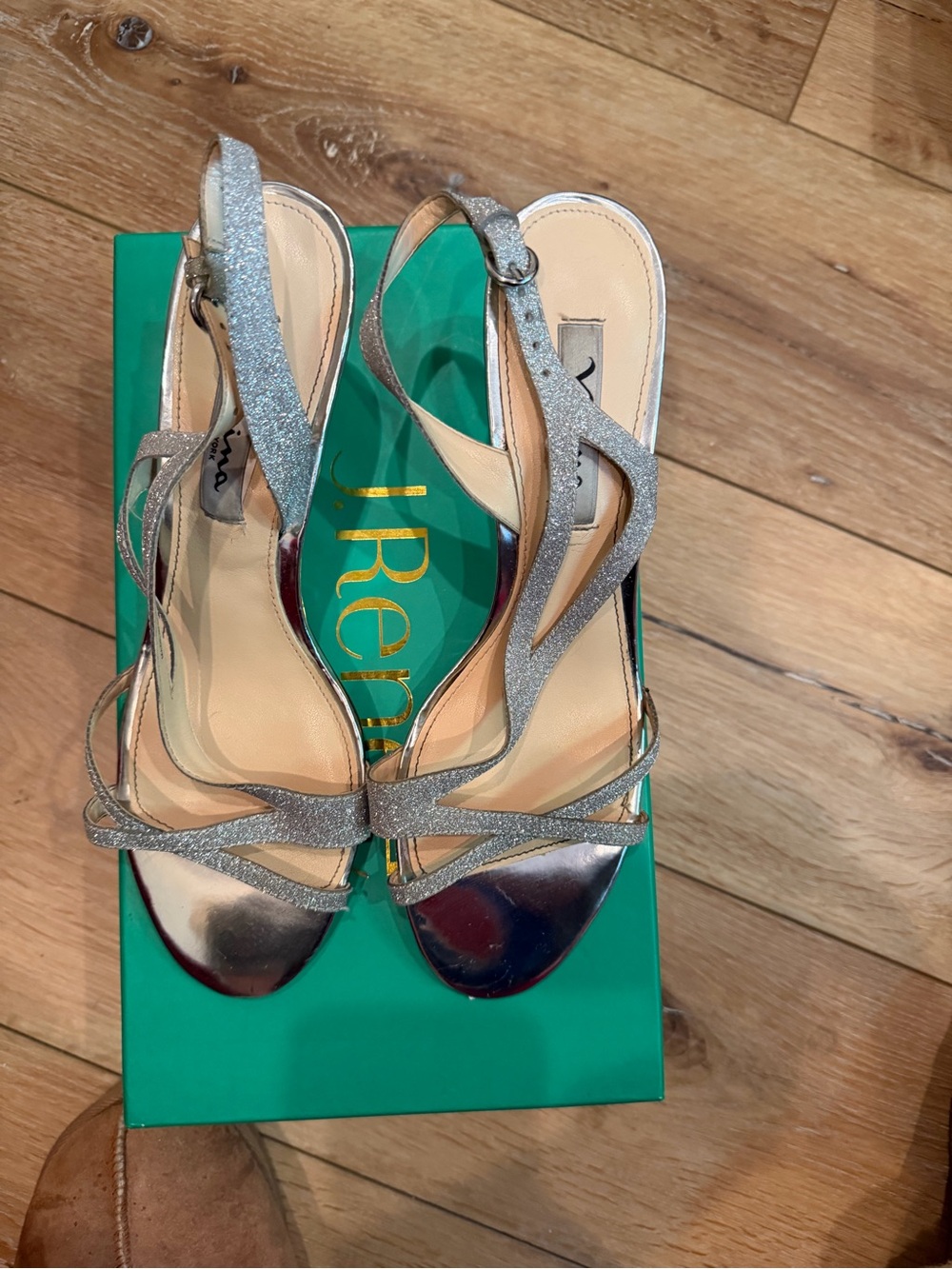 Silver Glitter Slingback Sandals